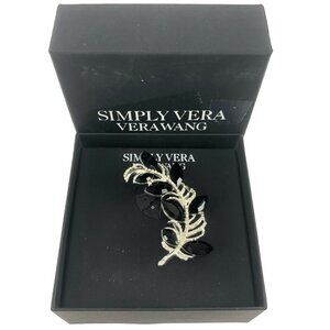 Simply Vera by Vera Wang Brooch Feather Clear Crystals & Black Rhinestone